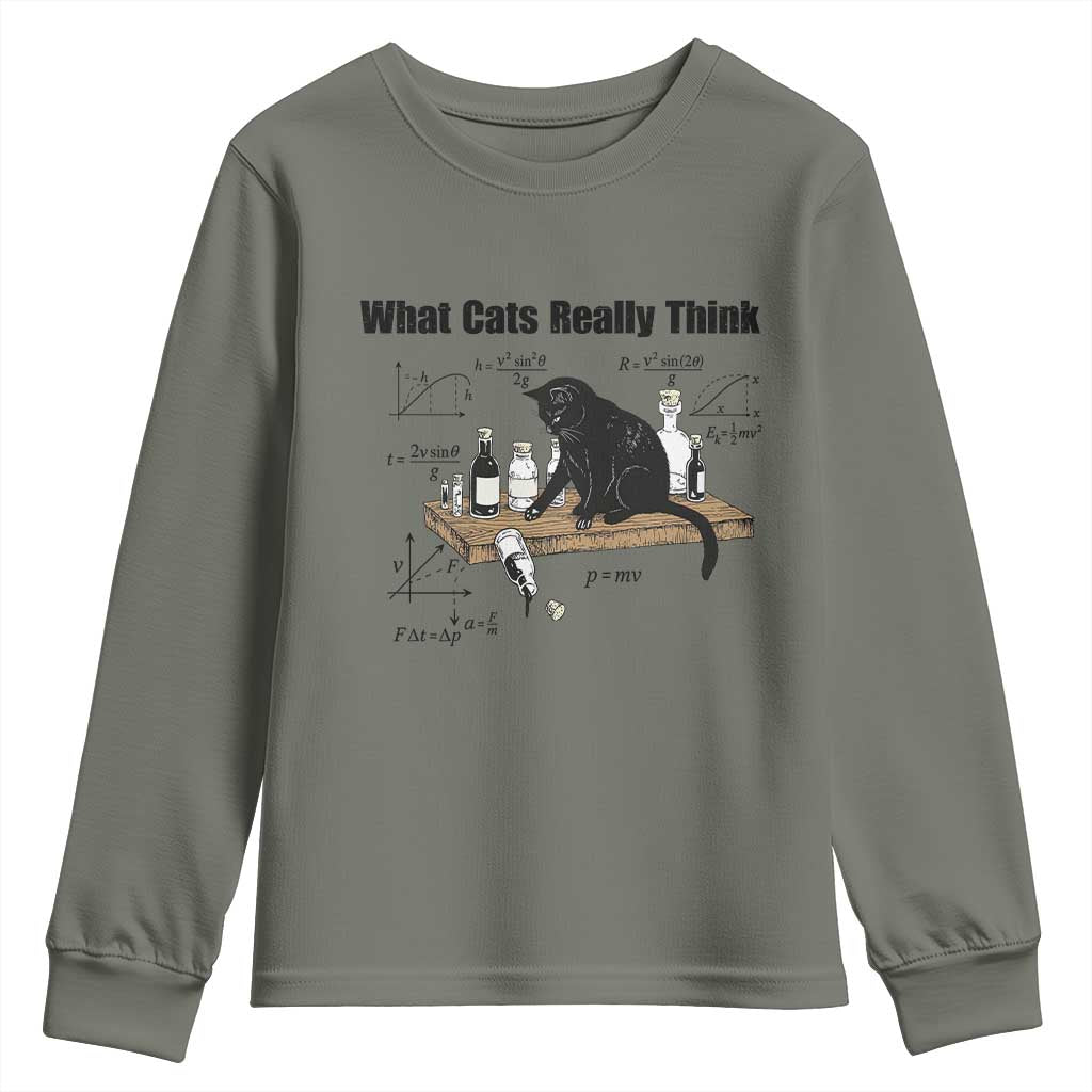 Funny Physics Cat Meme Youth Sweatshirt What Cats Really Think