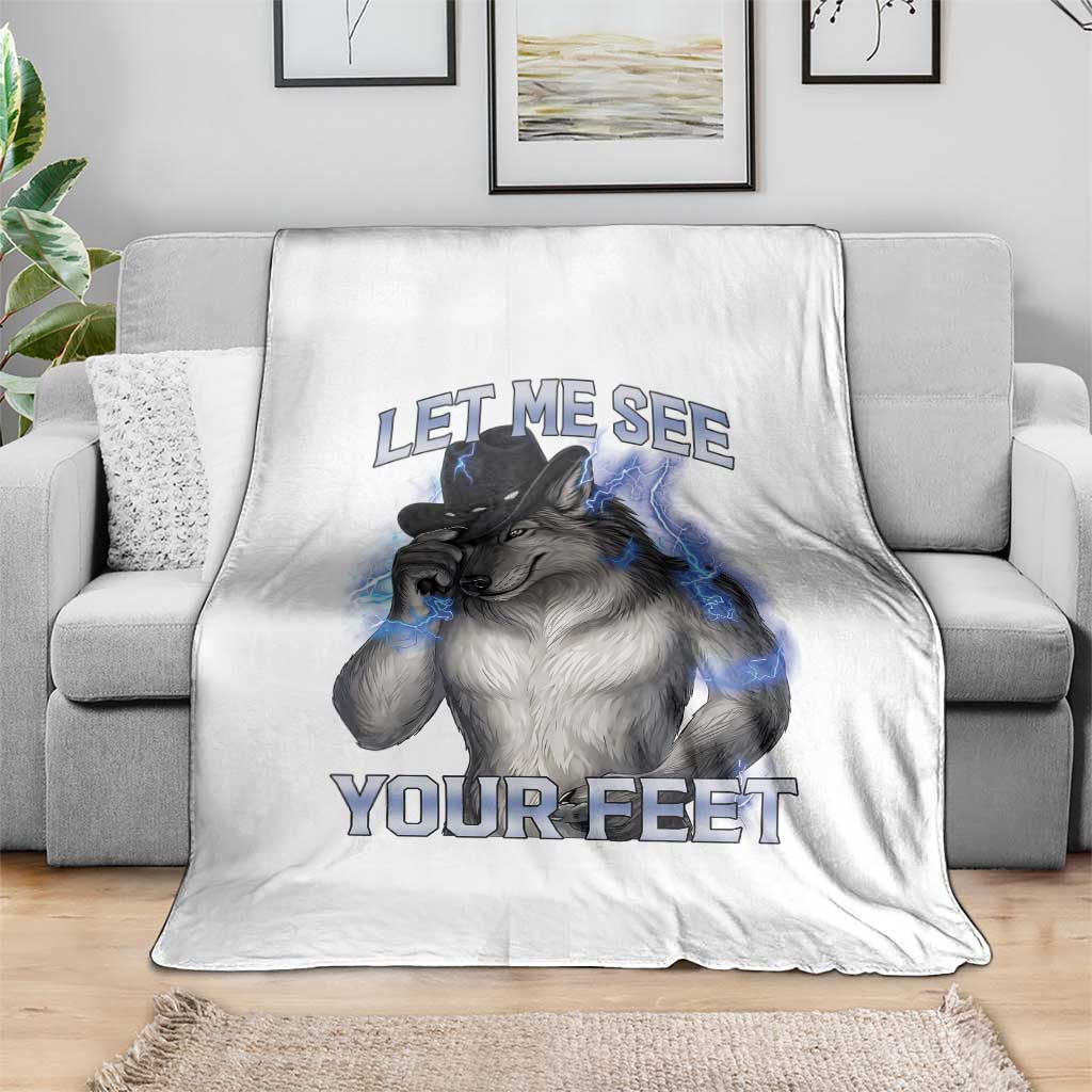 Funny Alpha Wolf Ironic Meme Throw Blanket Let Me See Your Feet
