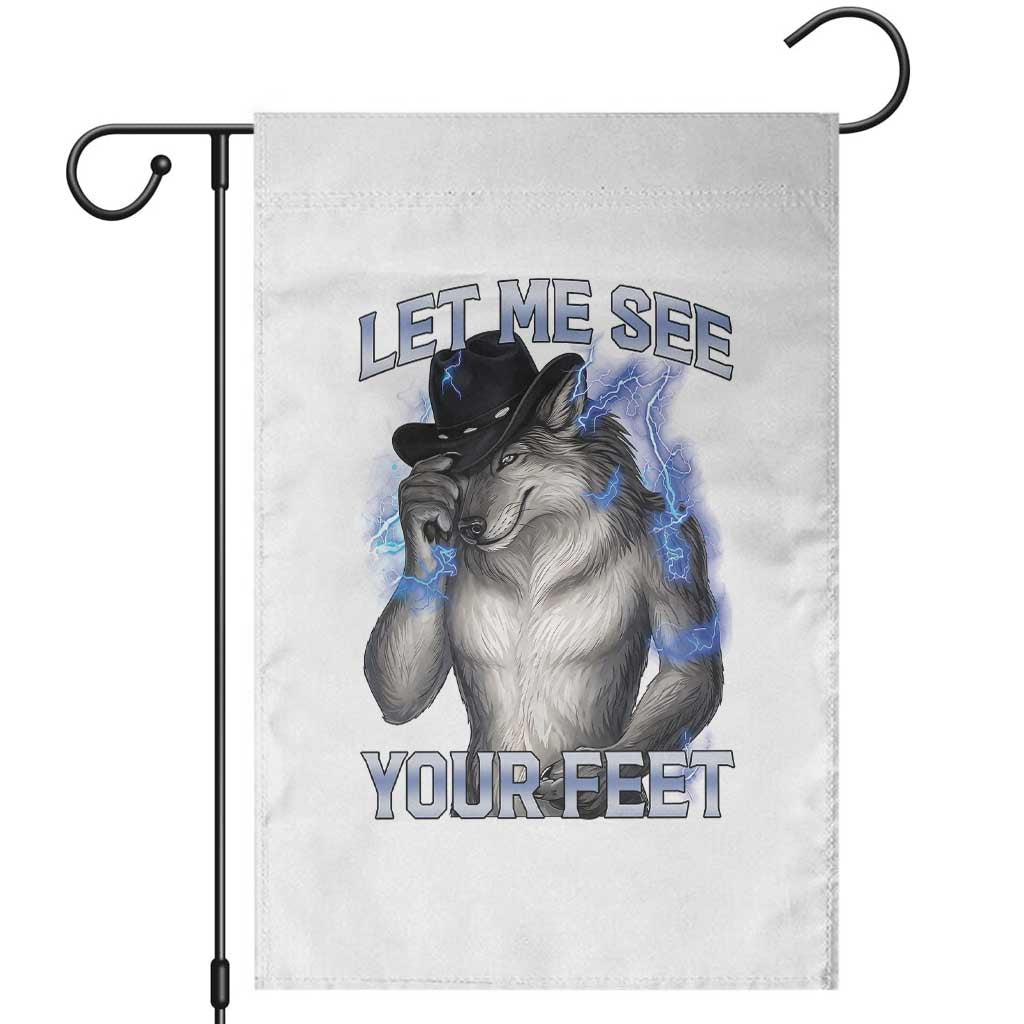 Funny Alpha Wolf Ironic Meme Garden Flag Let Me See Your Feet