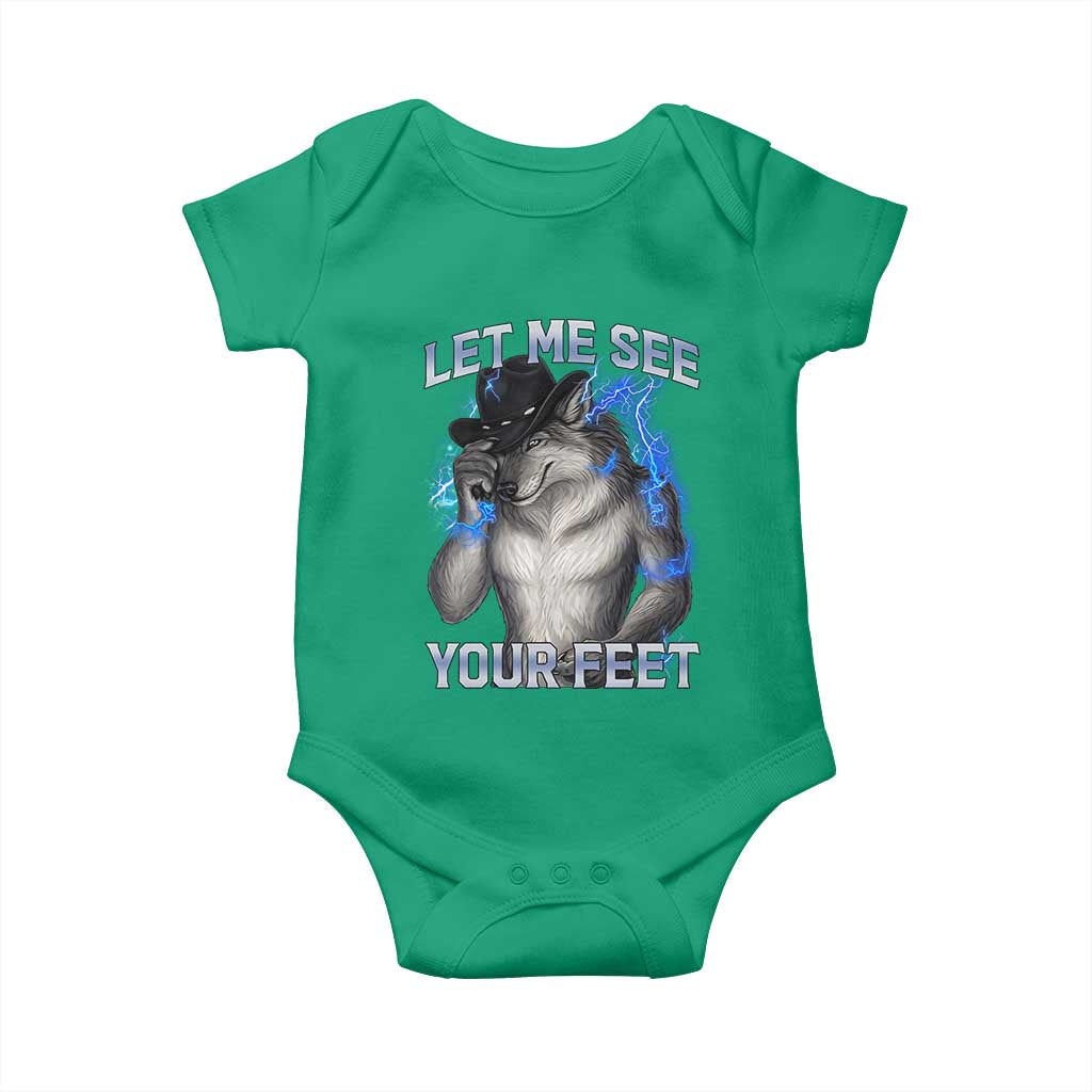 Funny Alpha Wolf Ironic Meme Baby Onesie Let Me See Your Feet