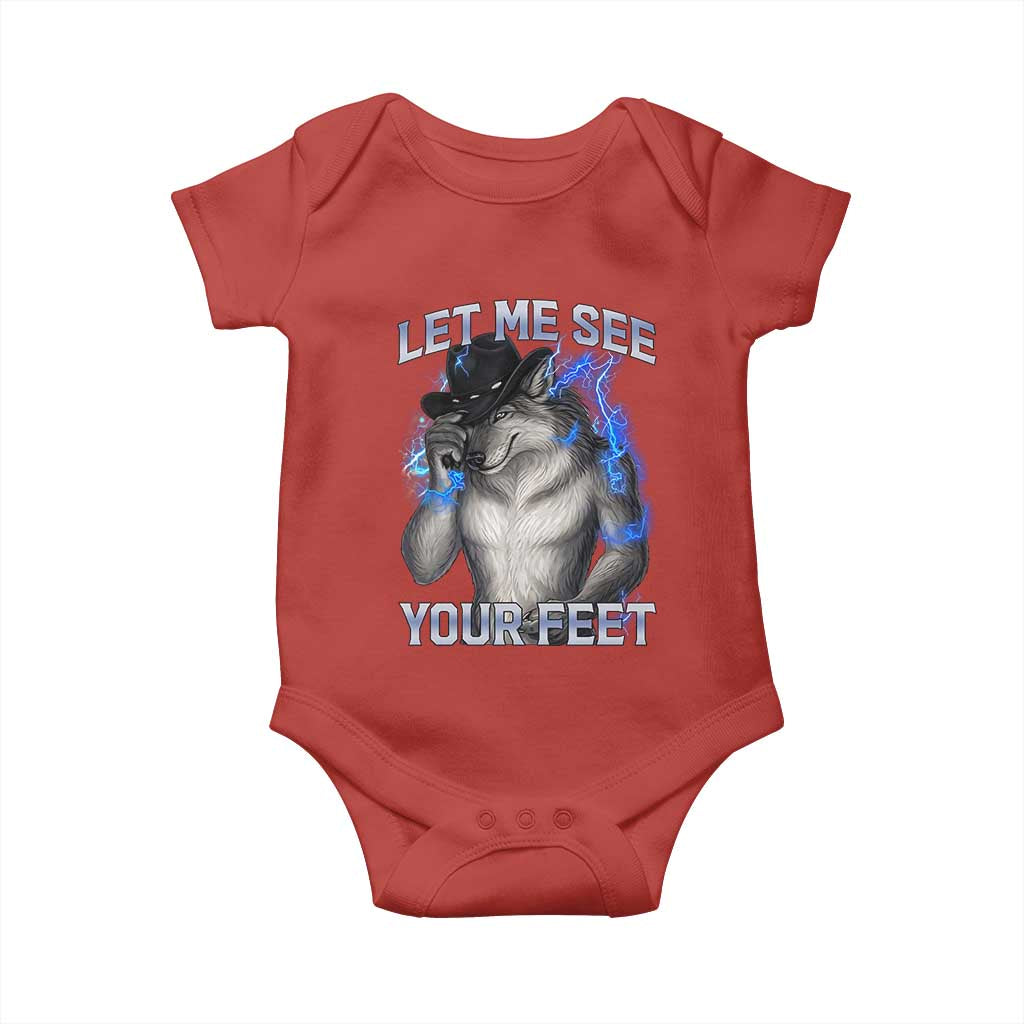 Funny Alpha Wolf Ironic Meme Baby Onesie Let Me See Your Feet