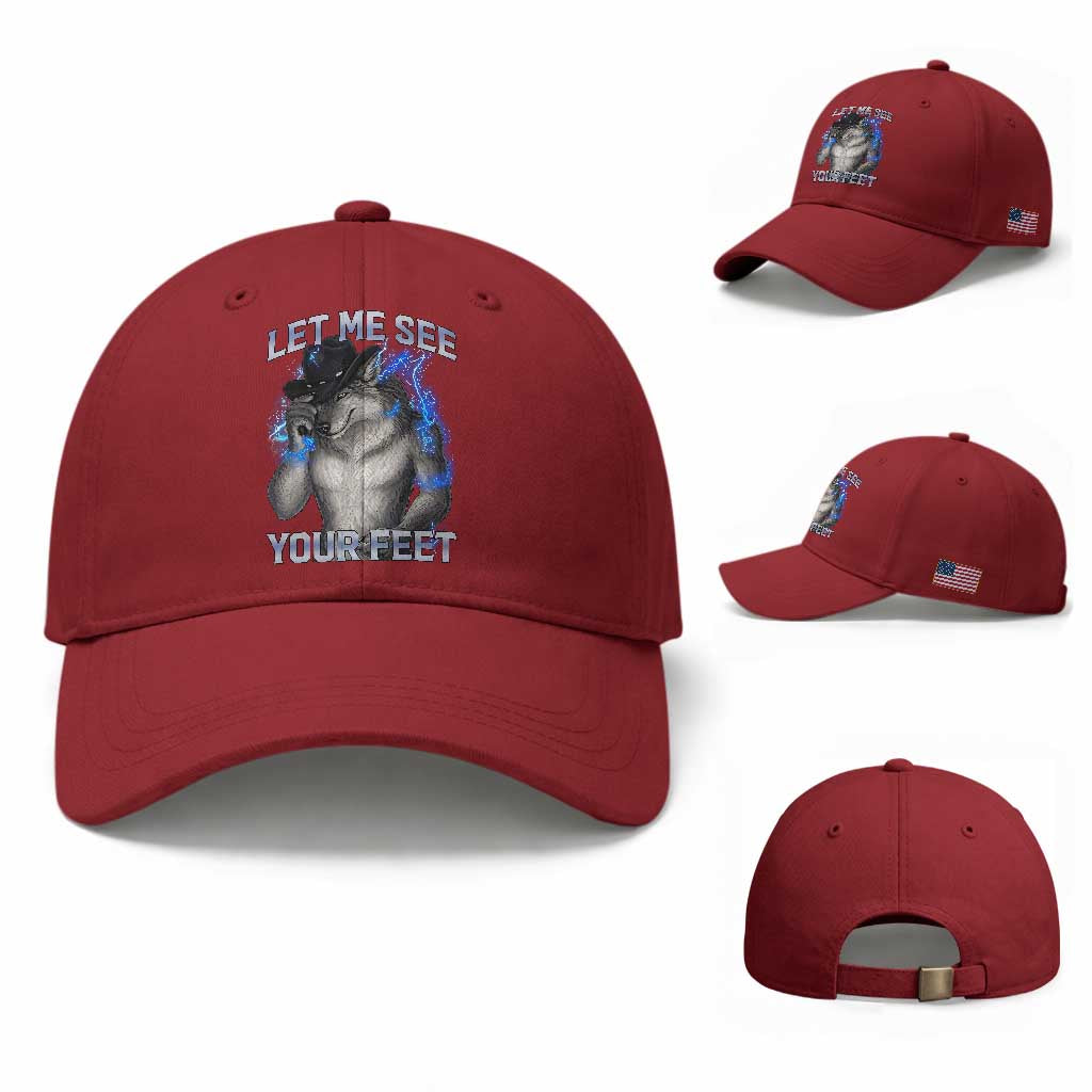 Funny Alpha Wolf Ironic Meme Baseball Cap Let Me See Your Feet