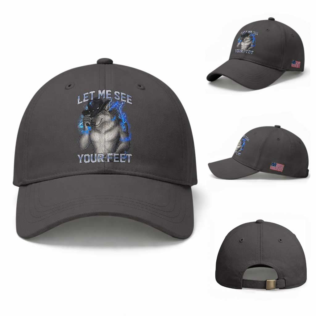 Funny Alpha Wolf Ironic Meme Baseball Cap Let Me See Your Feet