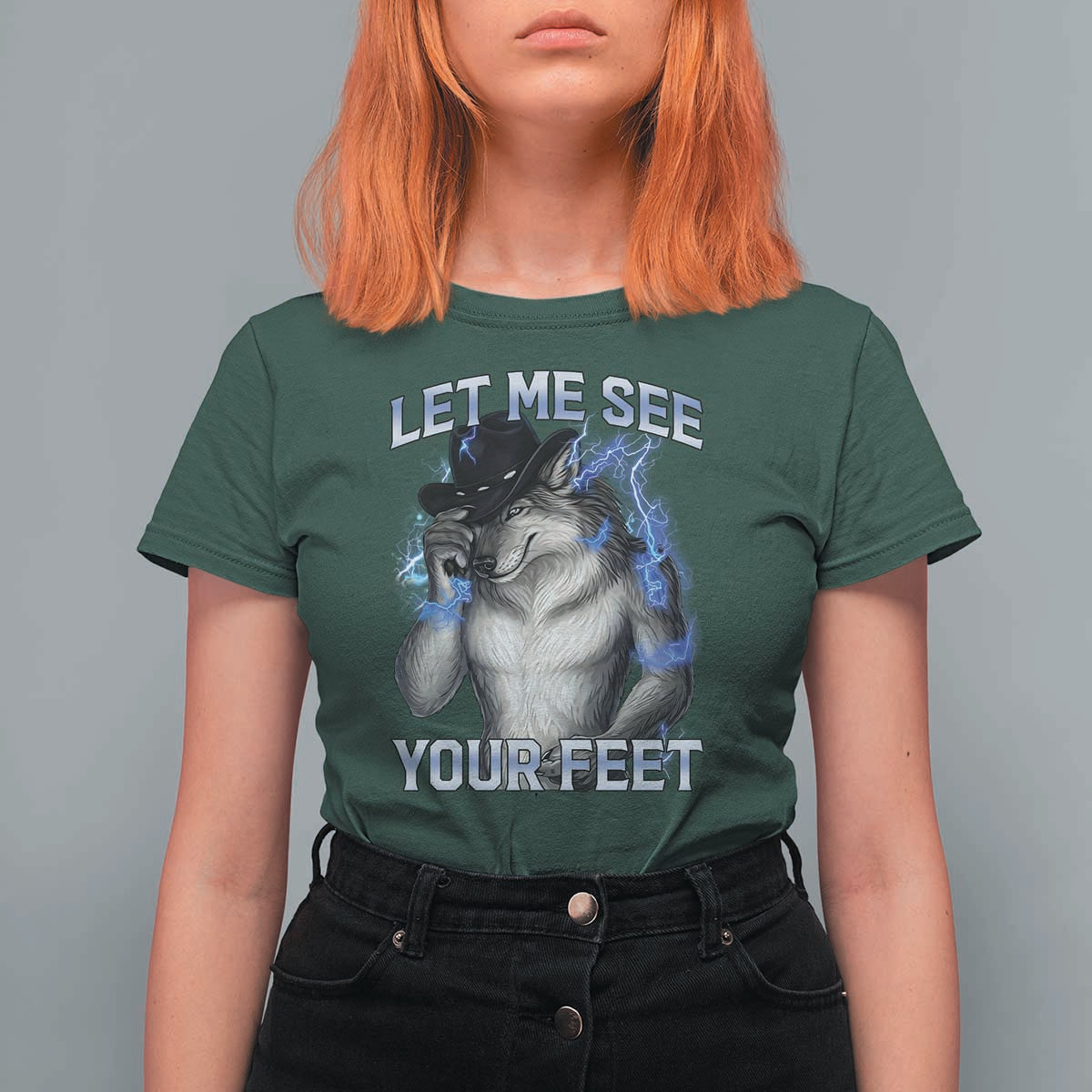 Funny Alpha Wolf Ironic Meme T Shirt For Women Let Me See Your Feet