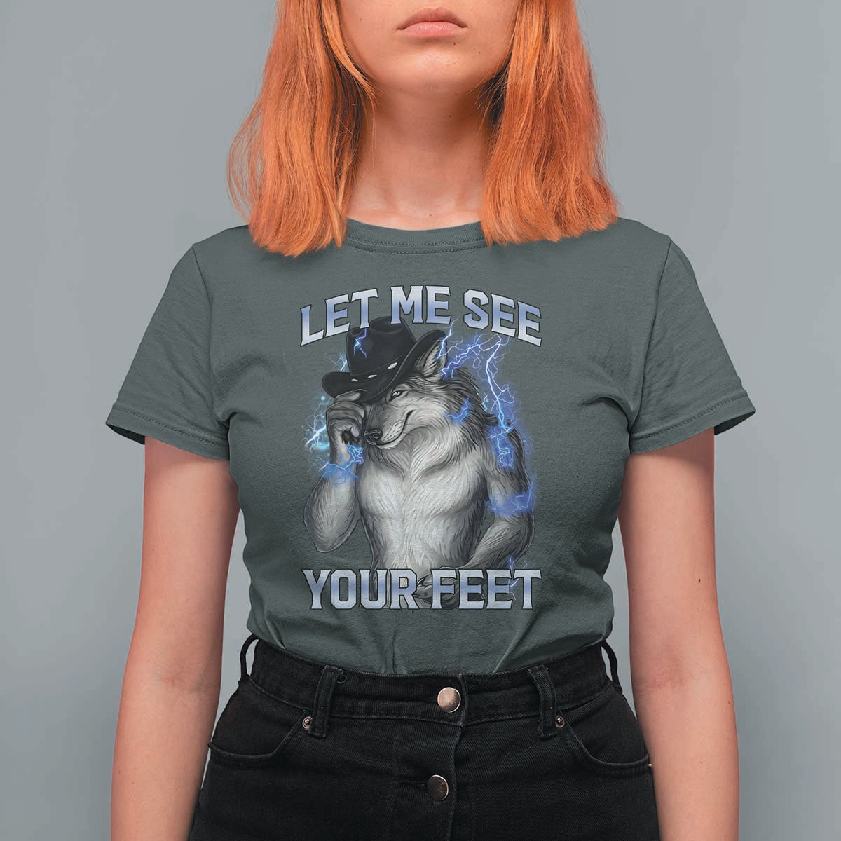 Funny Alpha Wolf Ironic Meme T Shirt For Women Let Me See Your Feet