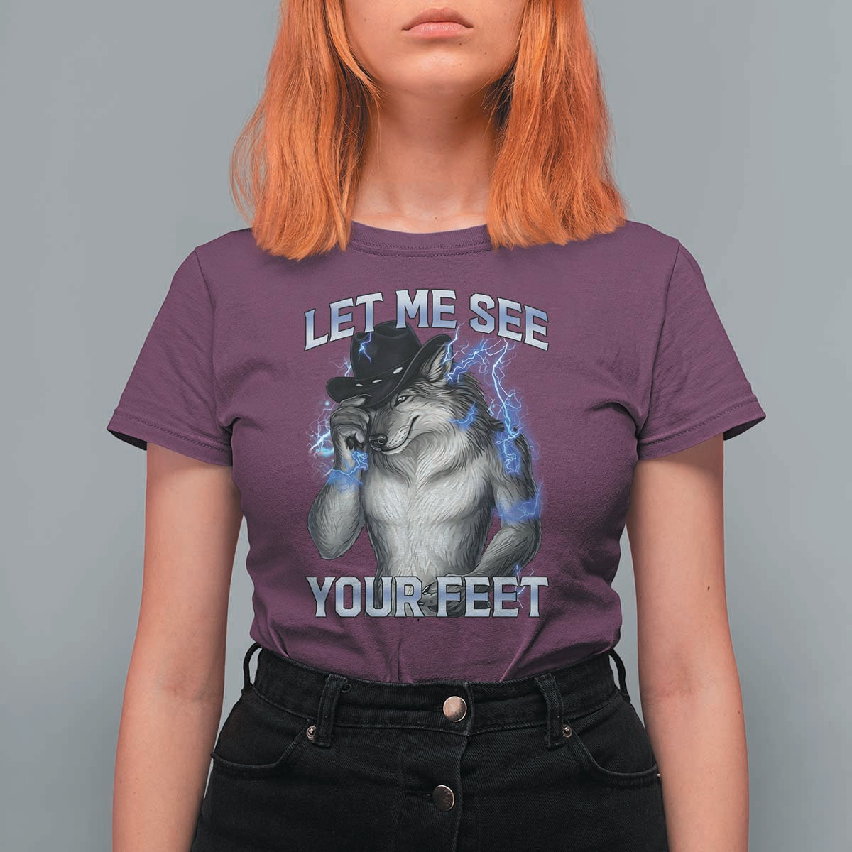 Funny Alpha Wolf Ironic Meme T Shirt For Women Let Me See Your Feet