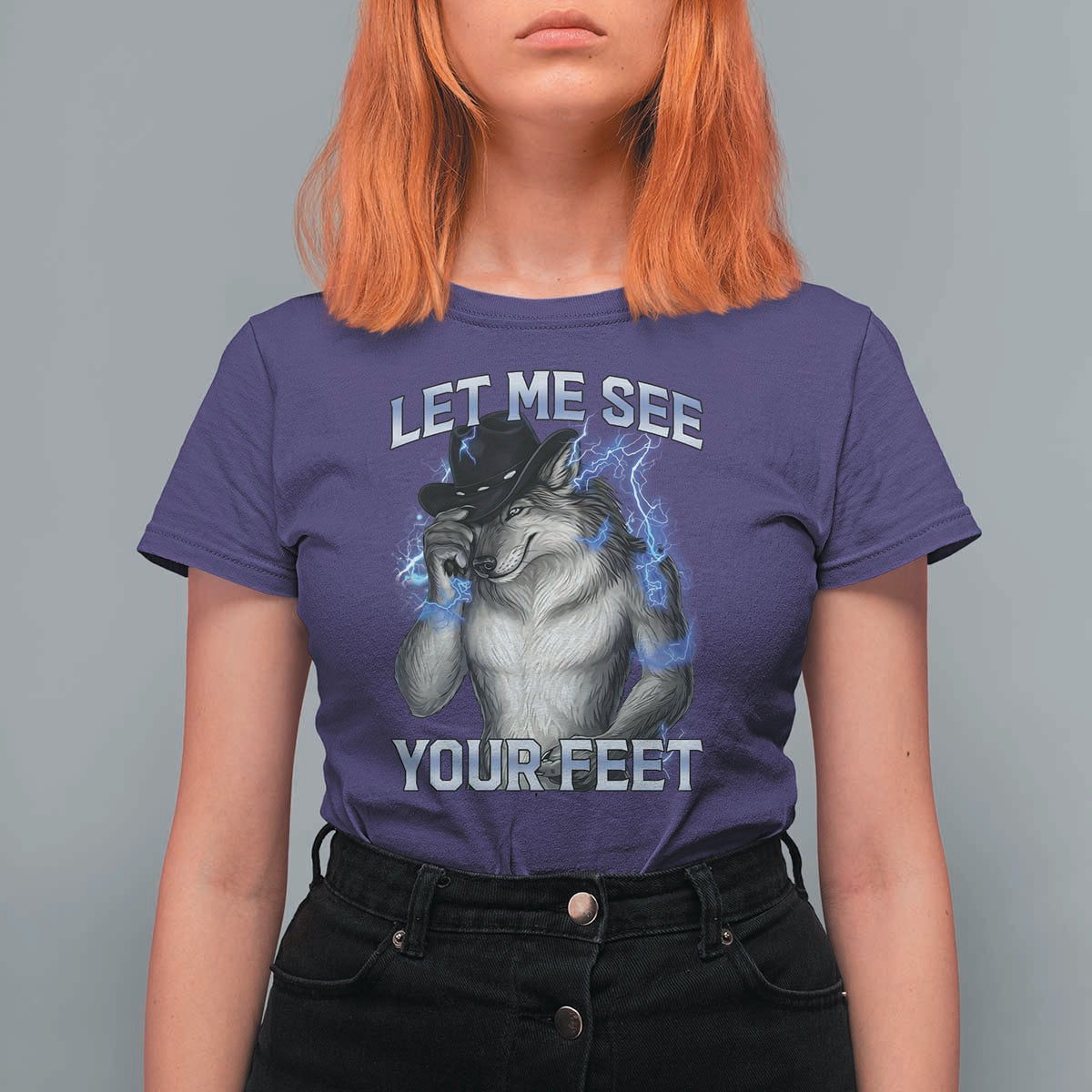 Funny Alpha Wolf Ironic Meme T Shirt For Women Let Me See Your Feet