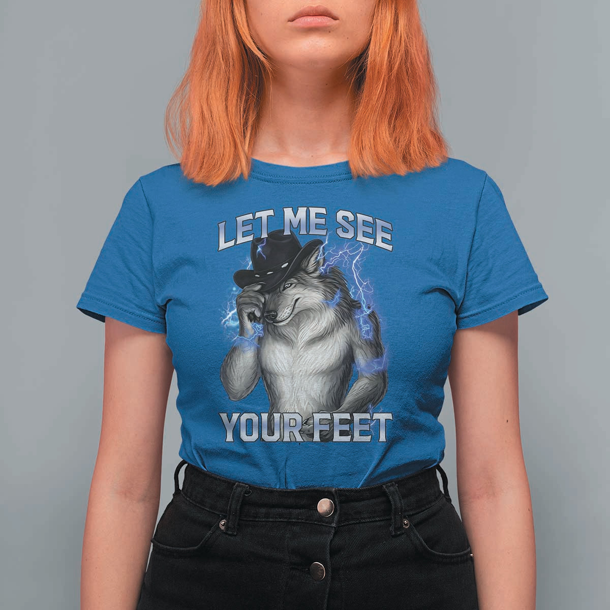 Funny Alpha Wolf Ironic Meme T Shirt For Women Let Me See Your Feet