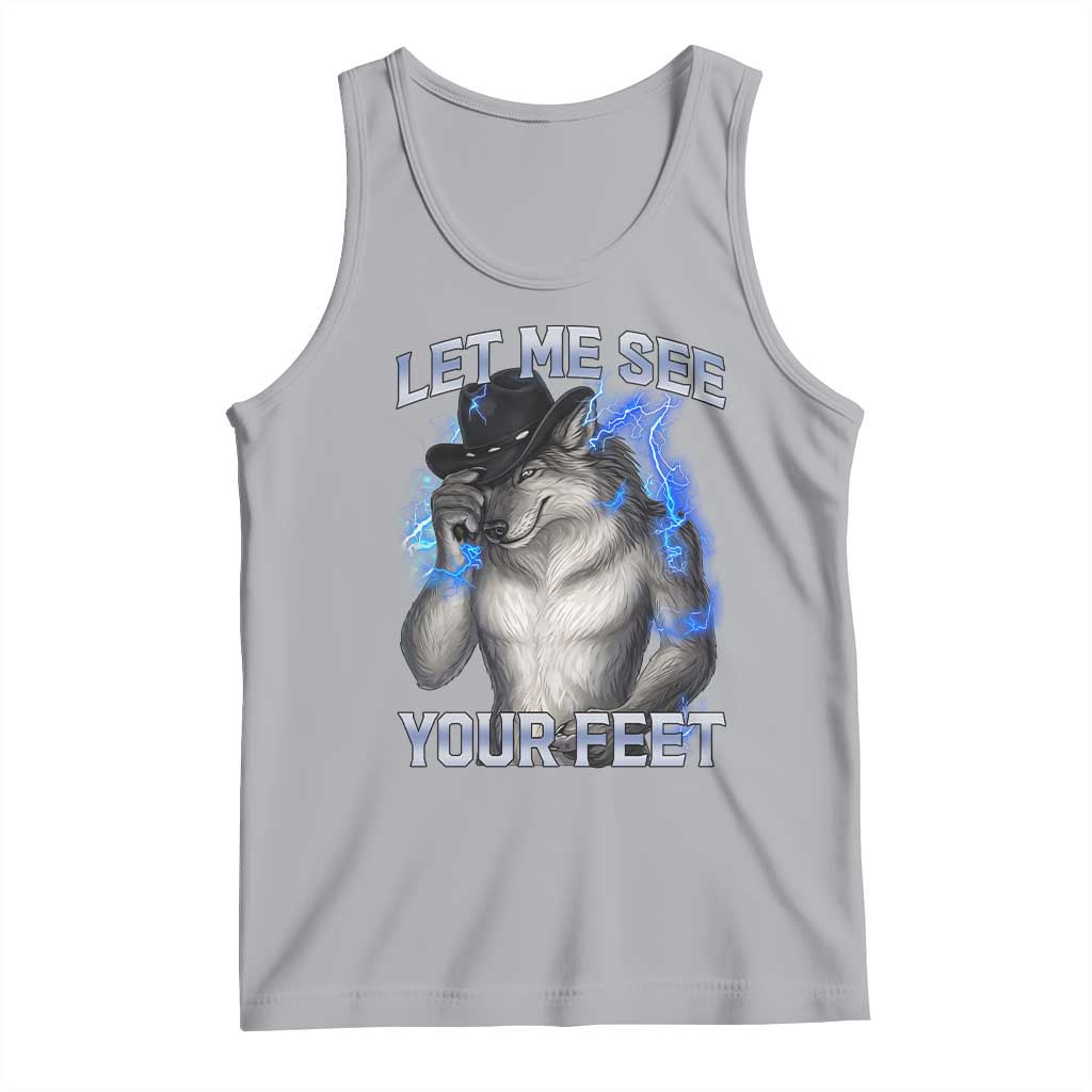 Funny Alpha Wolf Ironic Meme Tank Top Let Me See Your Feet