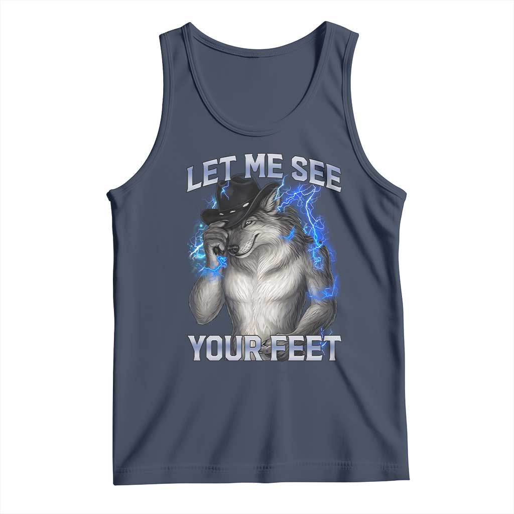 Funny Alpha Wolf Ironic Meme Tank Top Let Me See Your Feet