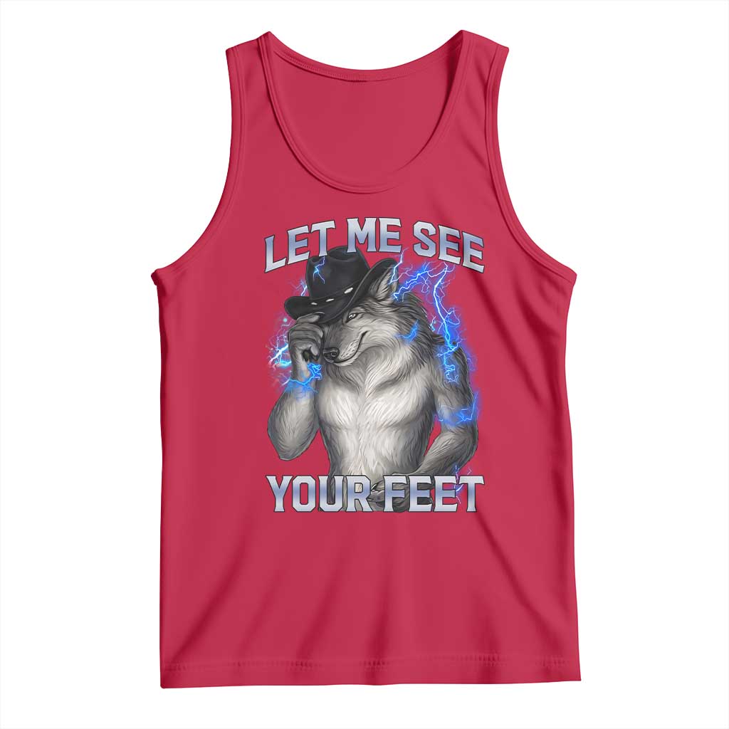 Funny Alpha Wolf Ironic Meme Tank Top Let Me See Your Feet