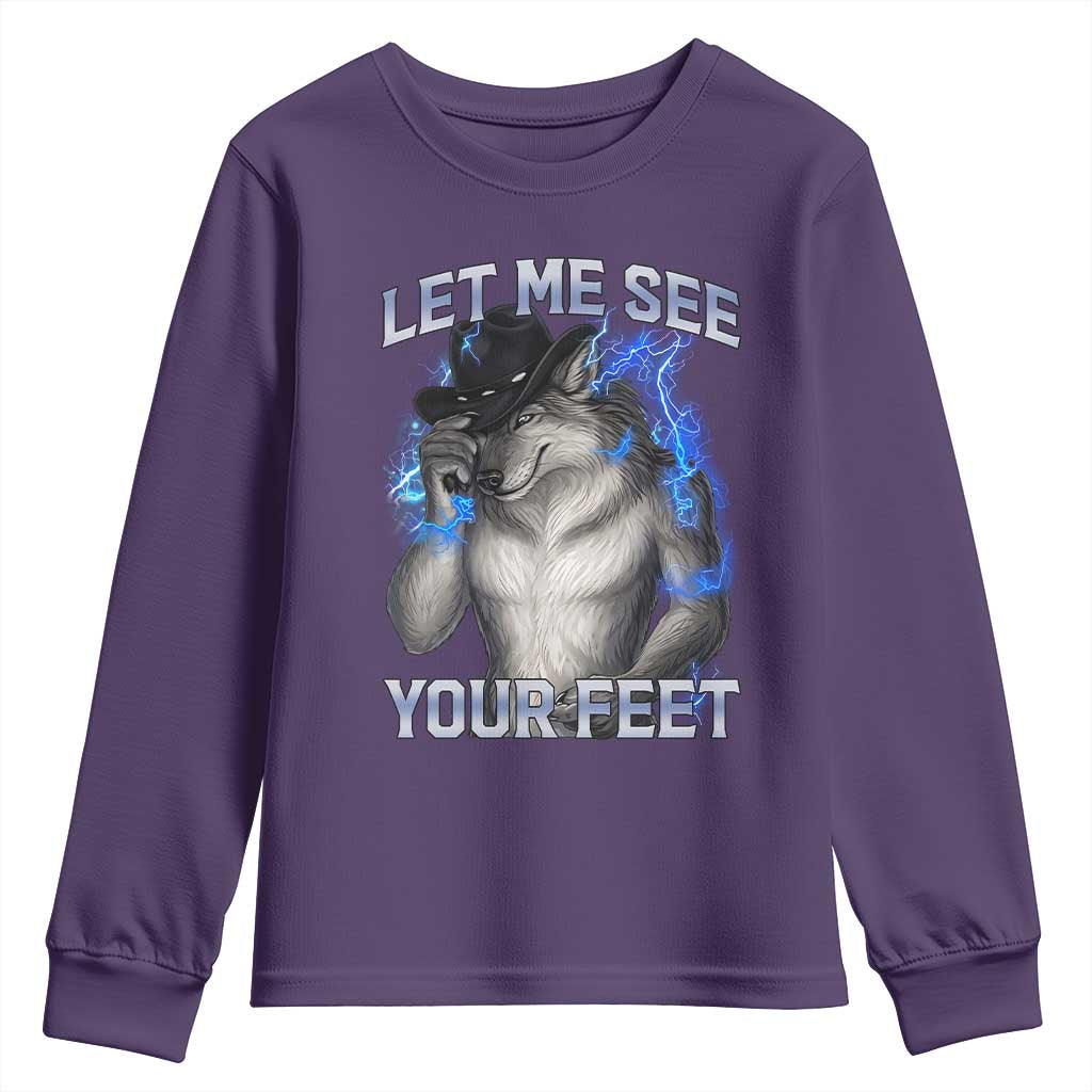 Funny Alpha Wolf Ironic Meme Youth Sweatshirt Let Me See Your Feet