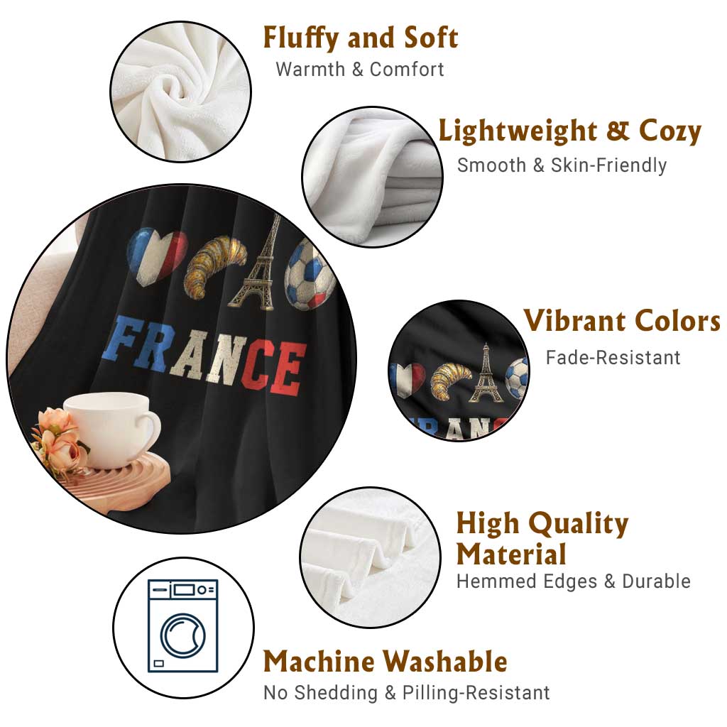 French Football Fan Throw Blanket France Soccer Game Day Gift