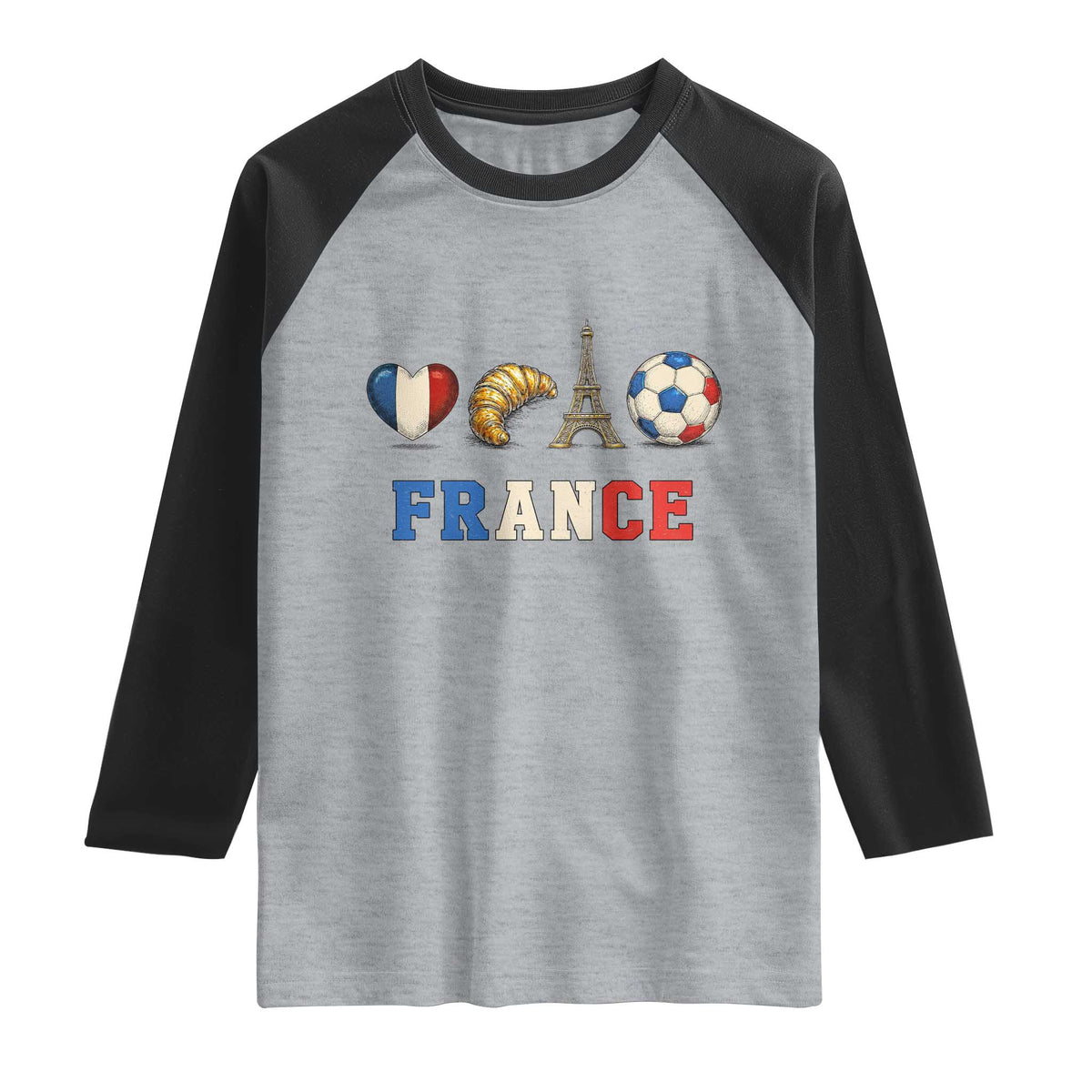 French Football Fan Raglan Shirt France Soccer Game Day Gift
