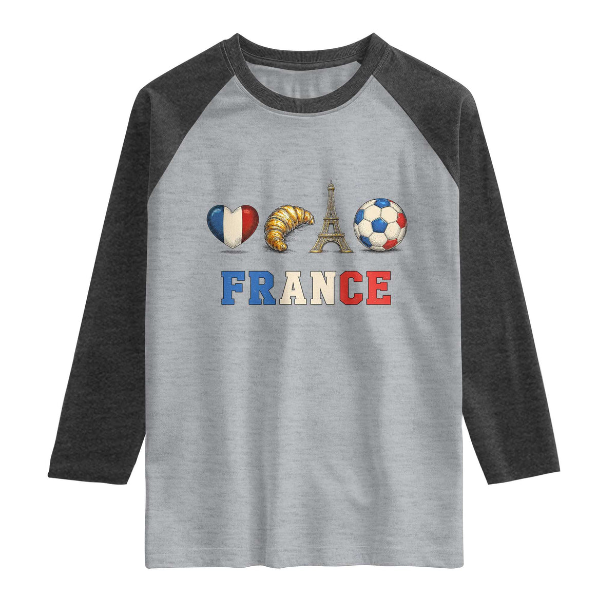 French Football Fan Raglan Shirt France Soccer Game Day Gift