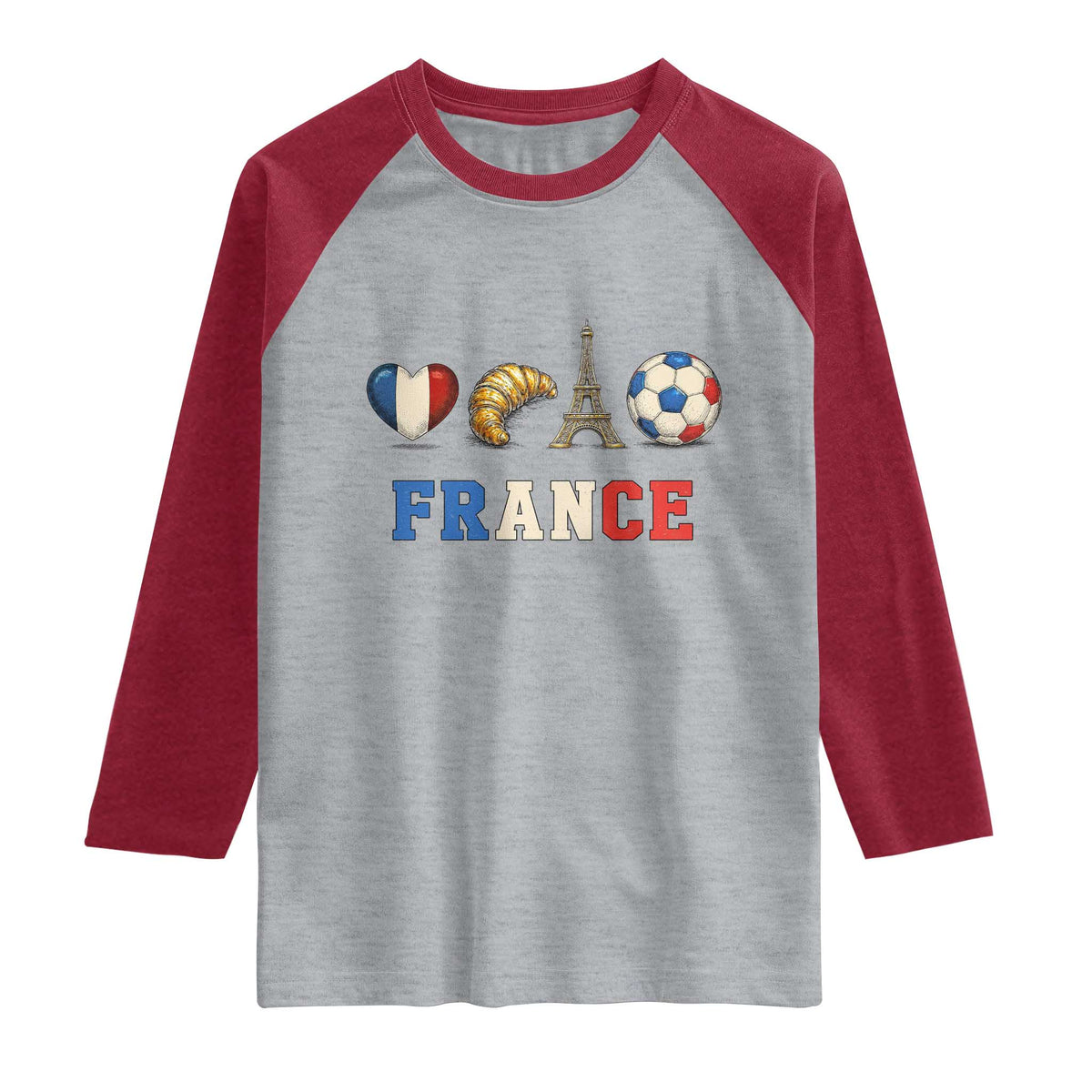 French Football Fan Raglan Shirt France Soccer Game Day Gift