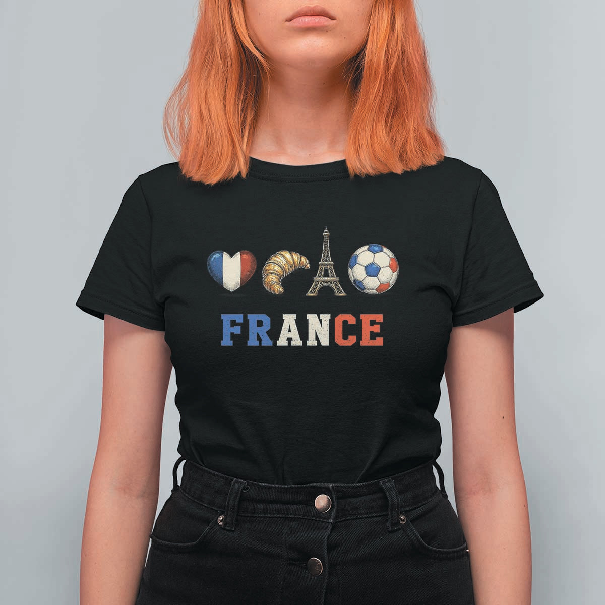 French Football Fan T Shirt For Women France Soccer Game Day Gift