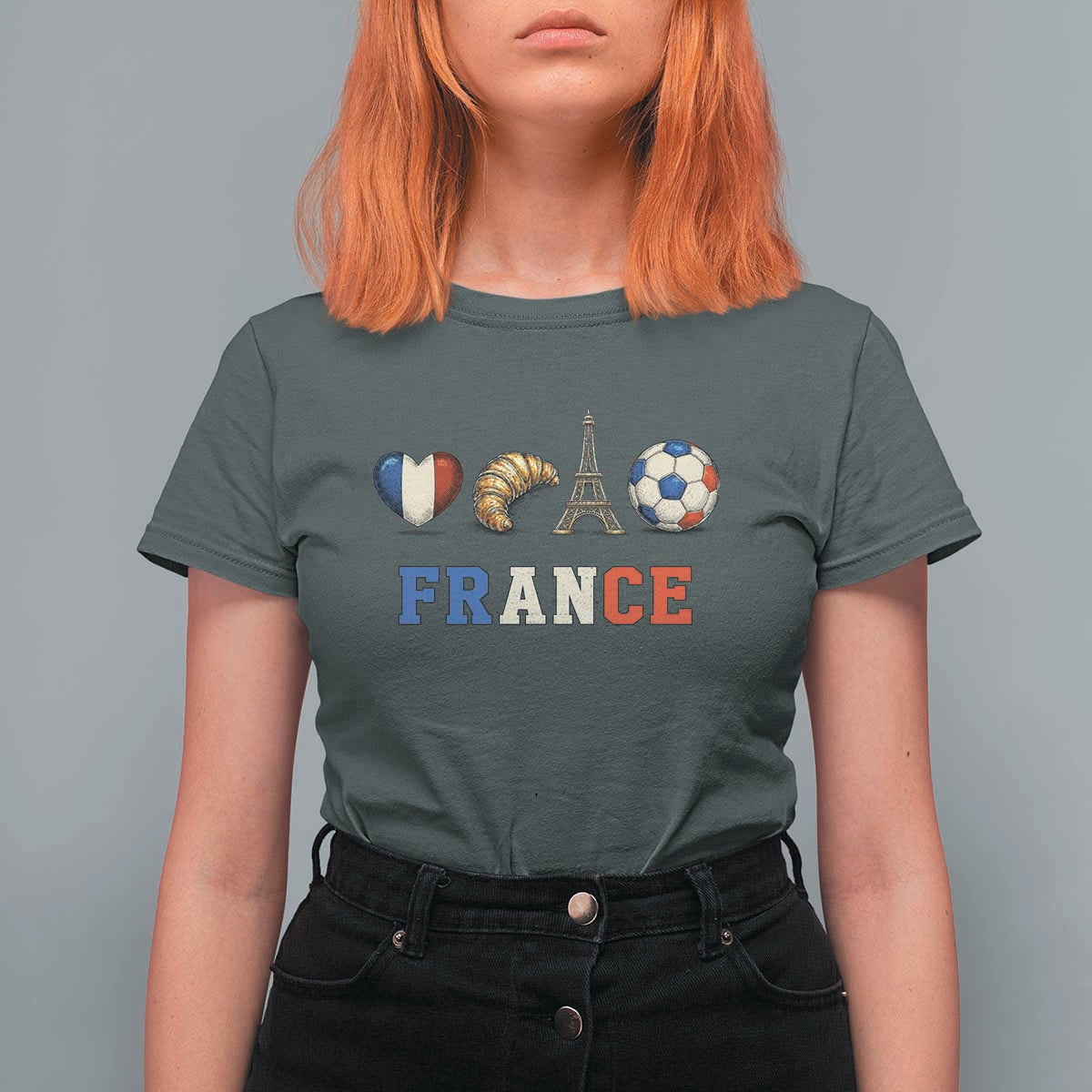 French Football Fan T Shirt For Women France Soccer Game Day Gift