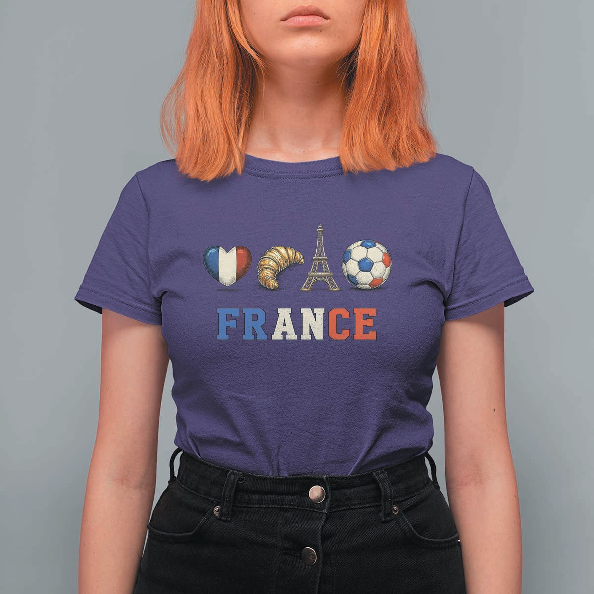 French Football Fan T Shirt For Women France Soccer Game Day Gift