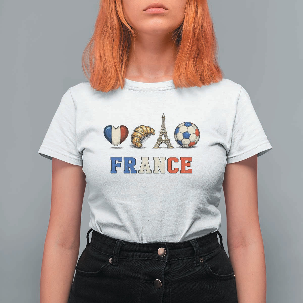 French Football Fan T Shirt For Women France Soccer Game Day Gift
