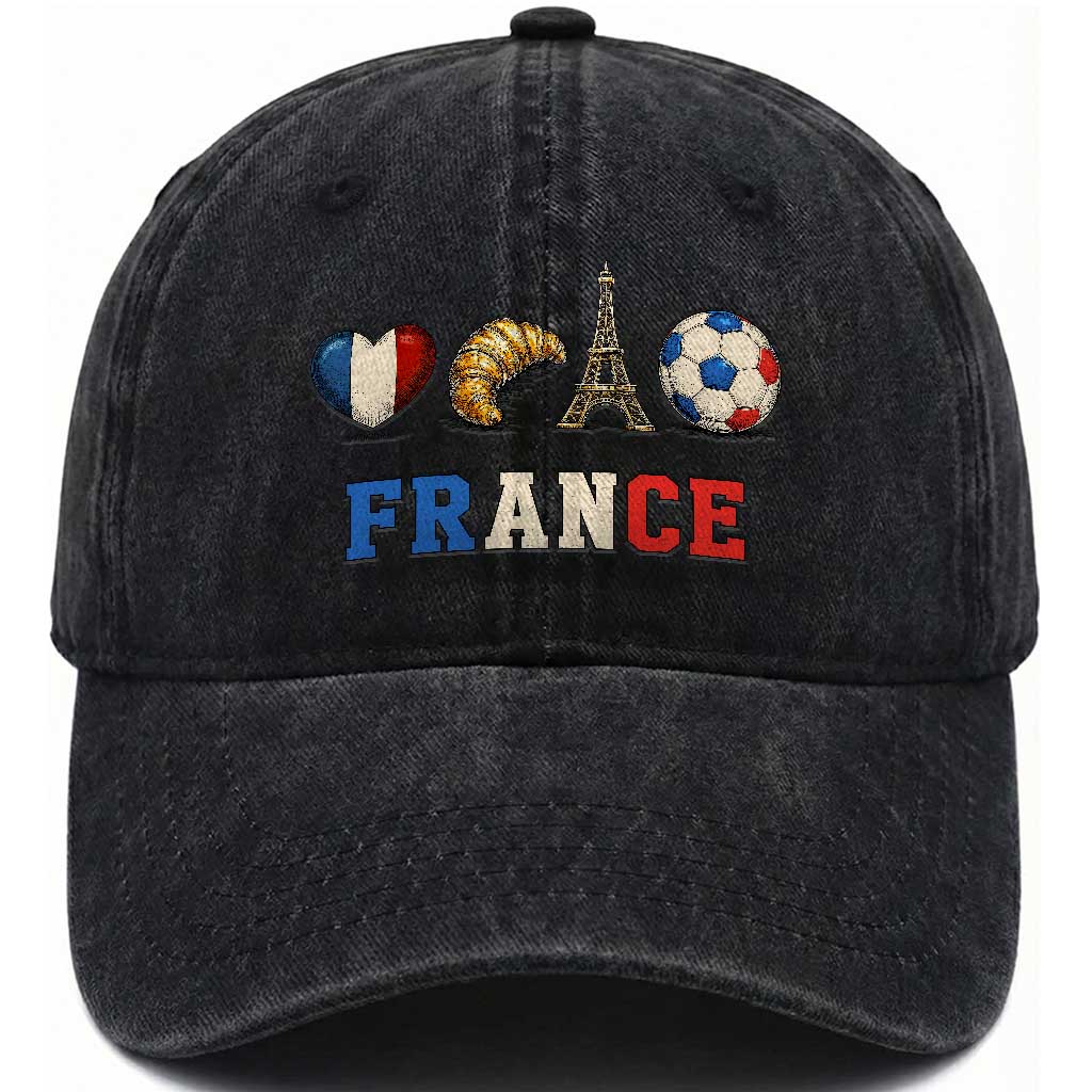 French Football Fan Washed Cotton Baseball Cap France Soccer Game Day Gift