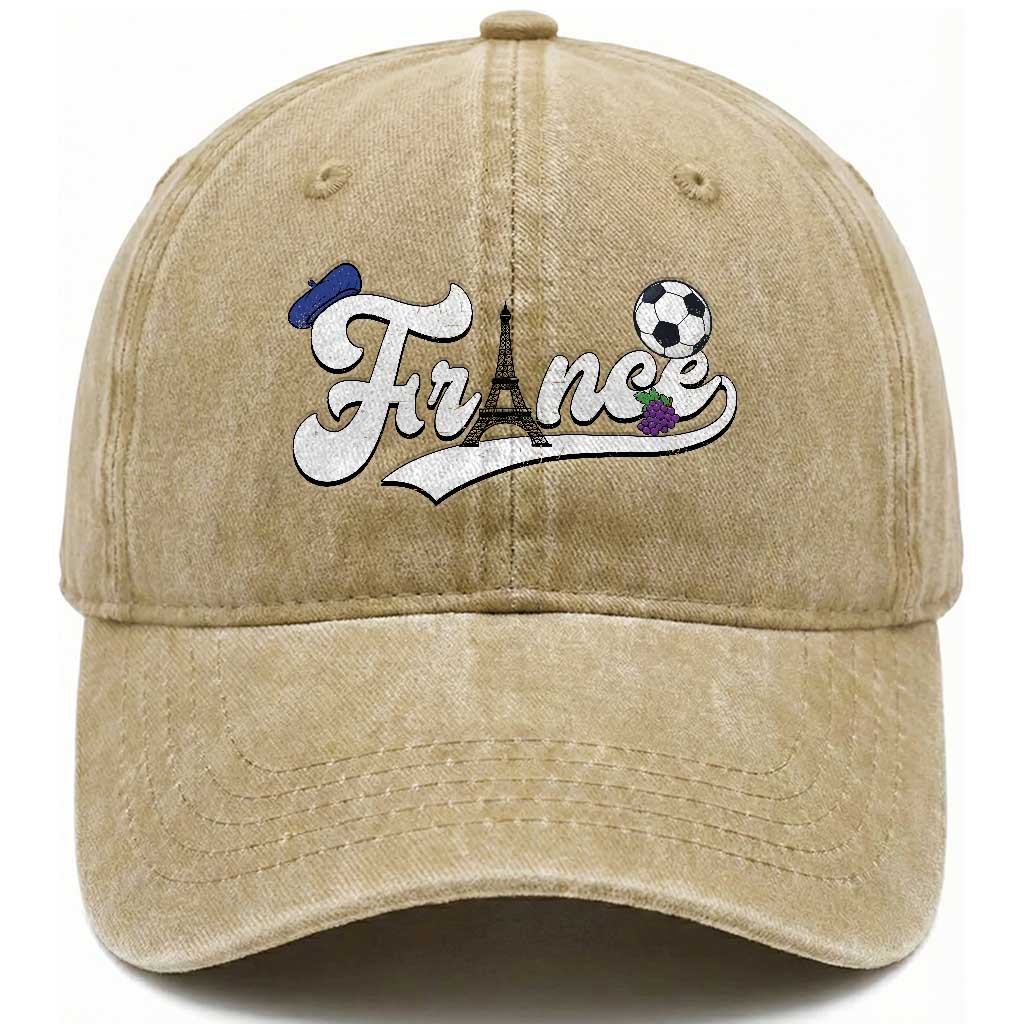 France Soccer Supporter Washed Cotton Baseball Cap Game Day French Football Gift
