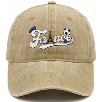 France Soccer Supporter Washed Cotton Baseball Cap Game Day French Football Gift
