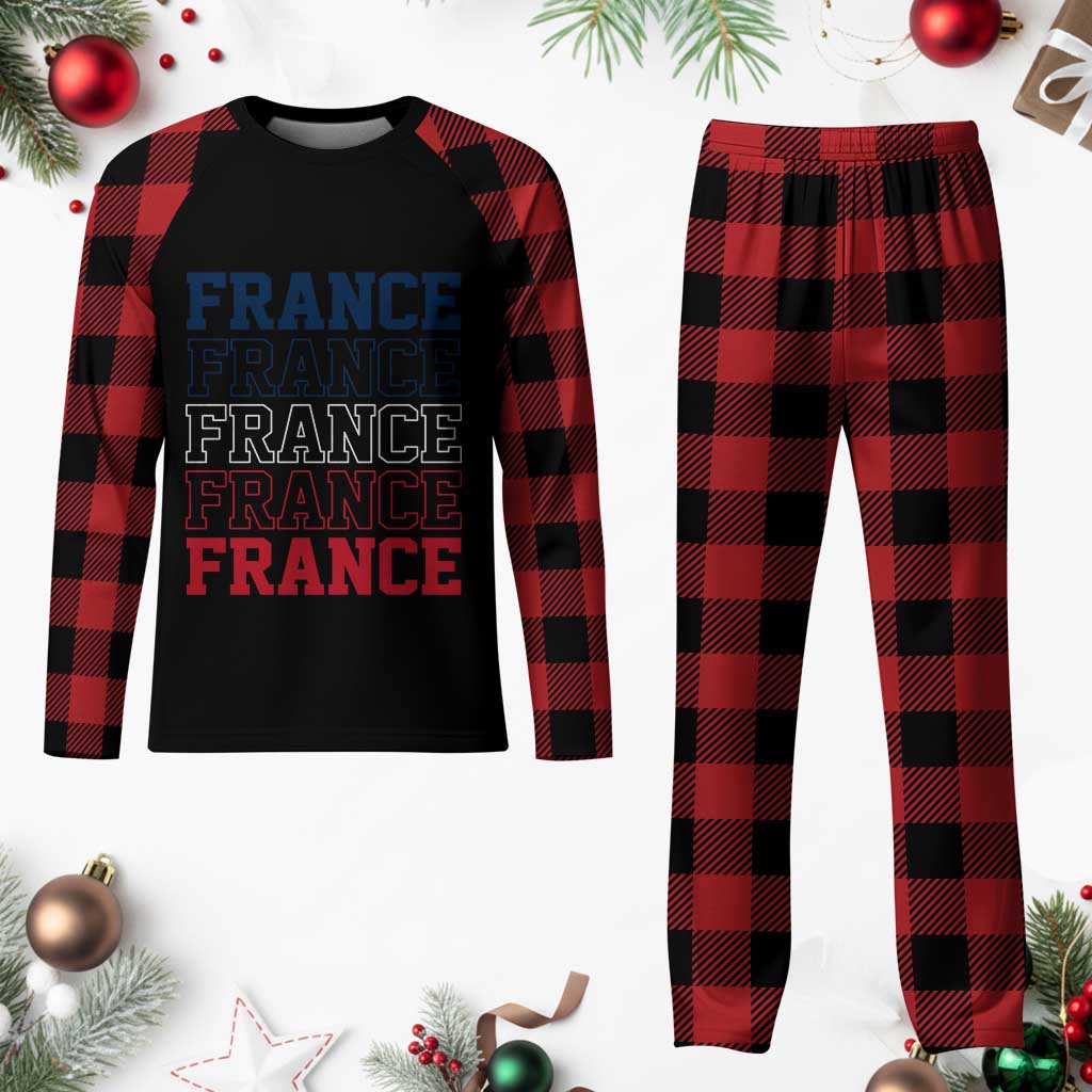 France Pride French Flag Patriotic Supporter Plaid Pajama Set