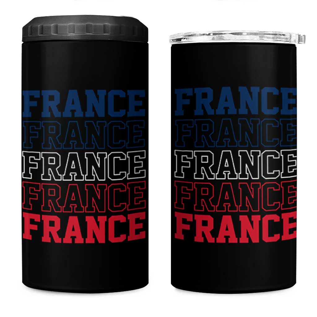 France Pride French Flag Patriotic Supporter 4 in 1 Can Cooler Tumbler