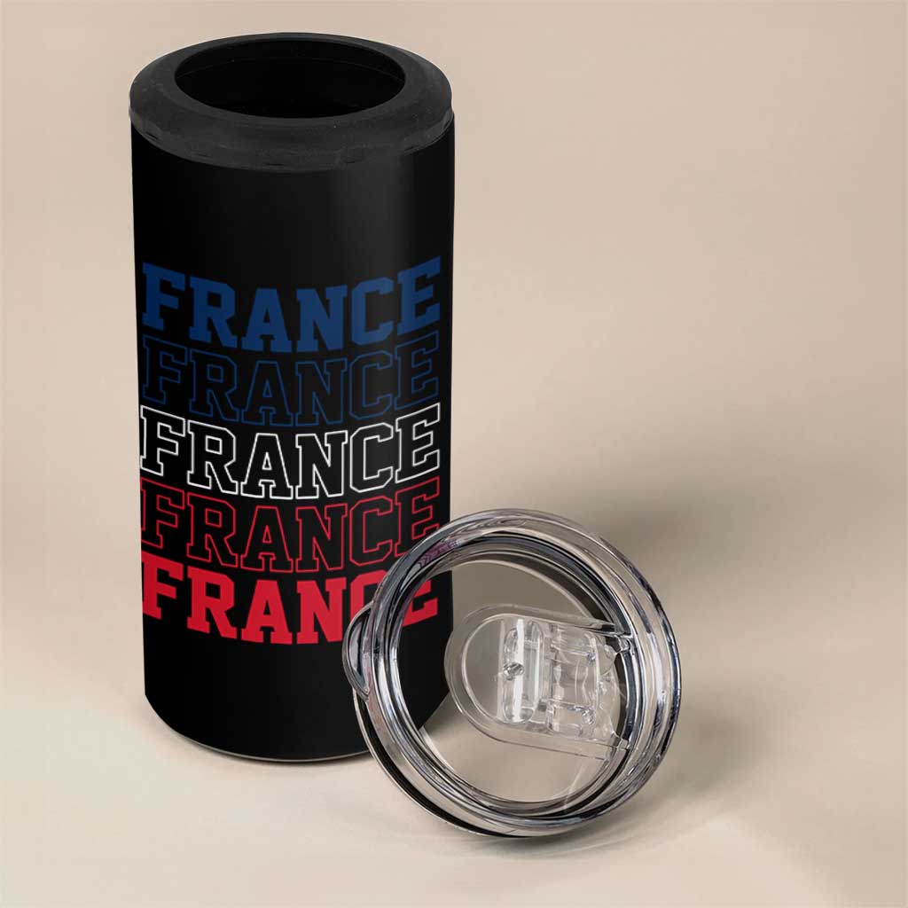France Pride French Flag Patriotic Supporter 4 in 1 Can Cooler Tumbler