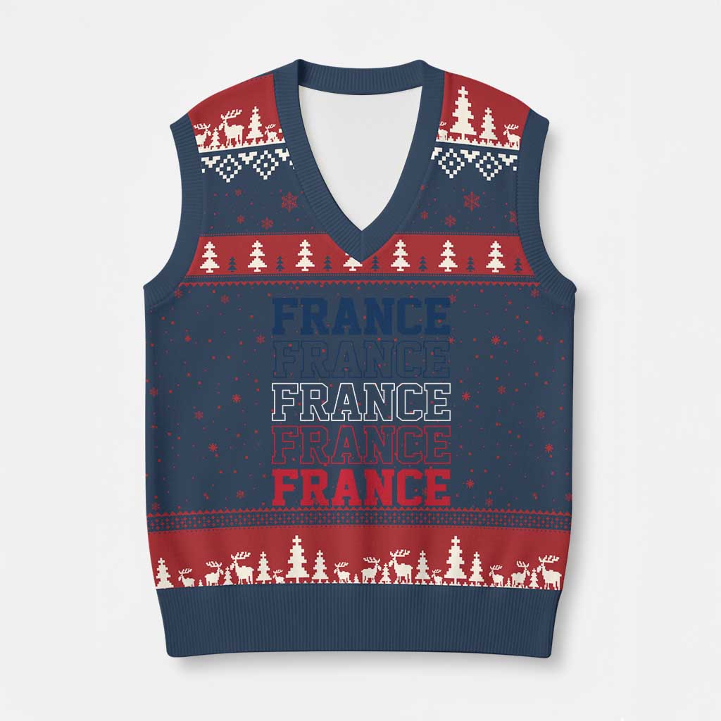 France Pride French Flag Patriotic Supporter V-Neck Knit Sweater Vest