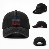 France Pride French Flag Patriotic Supporter Washed Cotton Baseball Cap