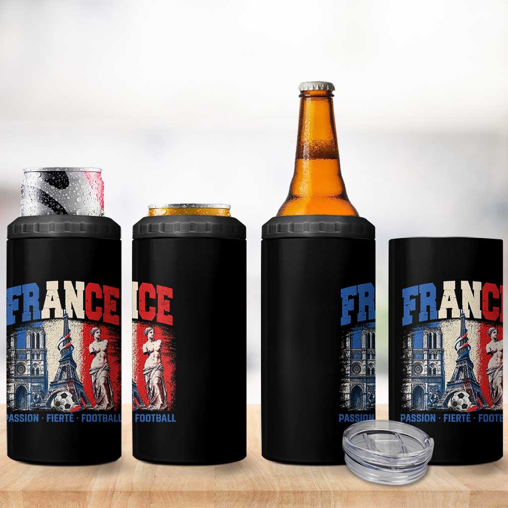 France Soccer Fan Passion 4 in 1 Can Cooler Tumbler Fierté Football French Supporter Gift