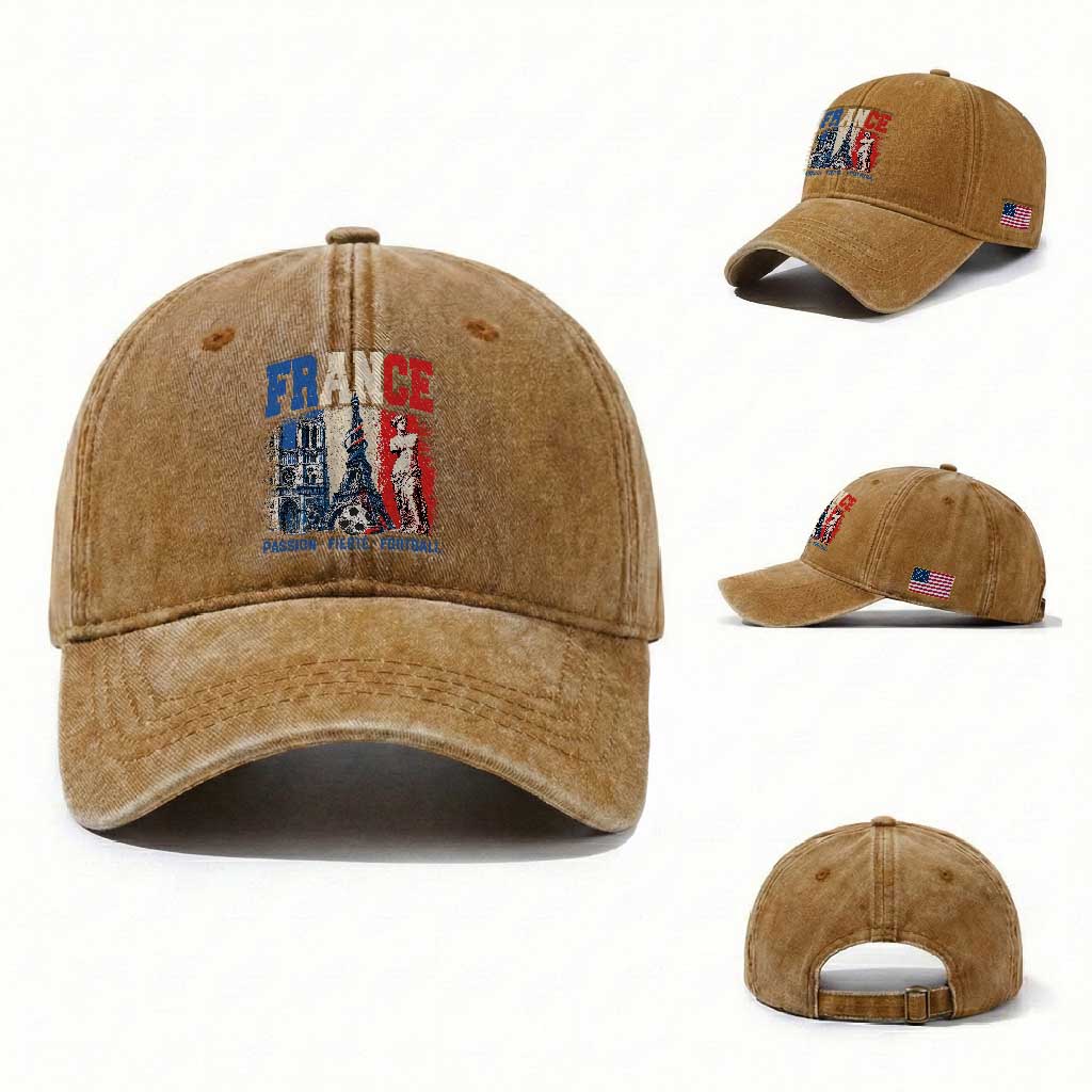France Soccer Fan Passion Washed Cotton Baseball Cap Fierté Football French Supporter Gift