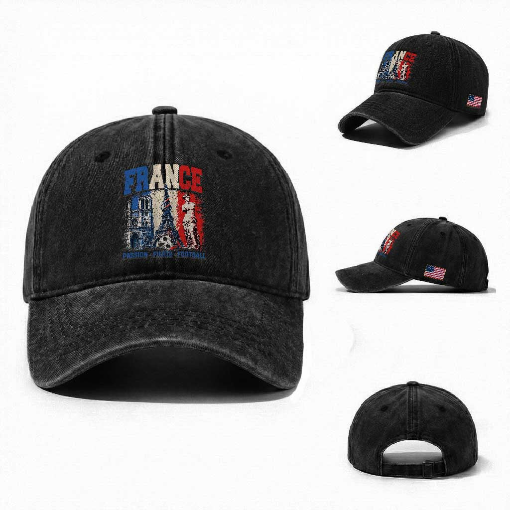 France Soccer Fan Passion Washed Cotton Baseball Cap Fierté Football French Supporter Gift