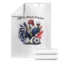 Funny French Rooster Soccer Fan Throw Blanket Off To Watch France