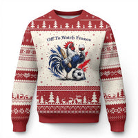Funny French Rooster Soccer Fan Ugly Christmas Sweater Off To Watch France