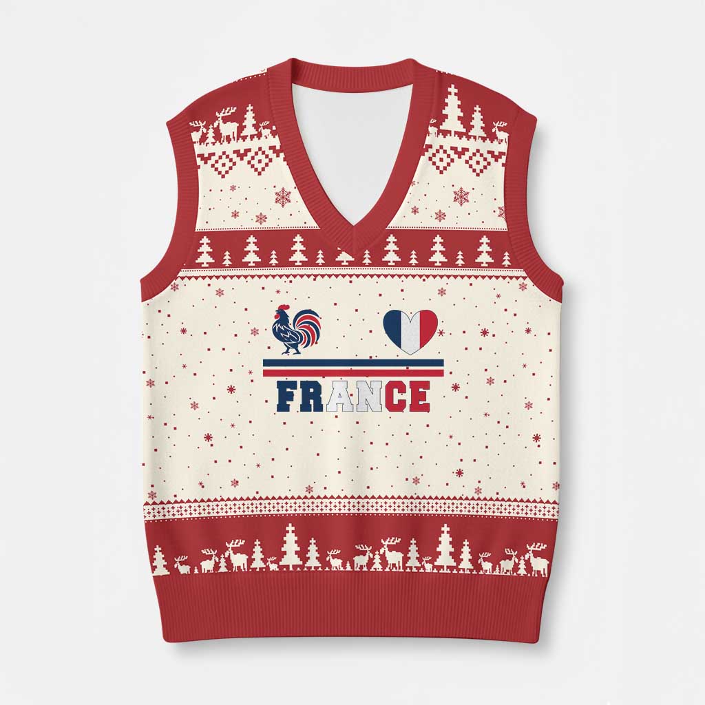 Patriotic France Soccer Fan V-Neck Knit Sweater Vest Fierté Football Française