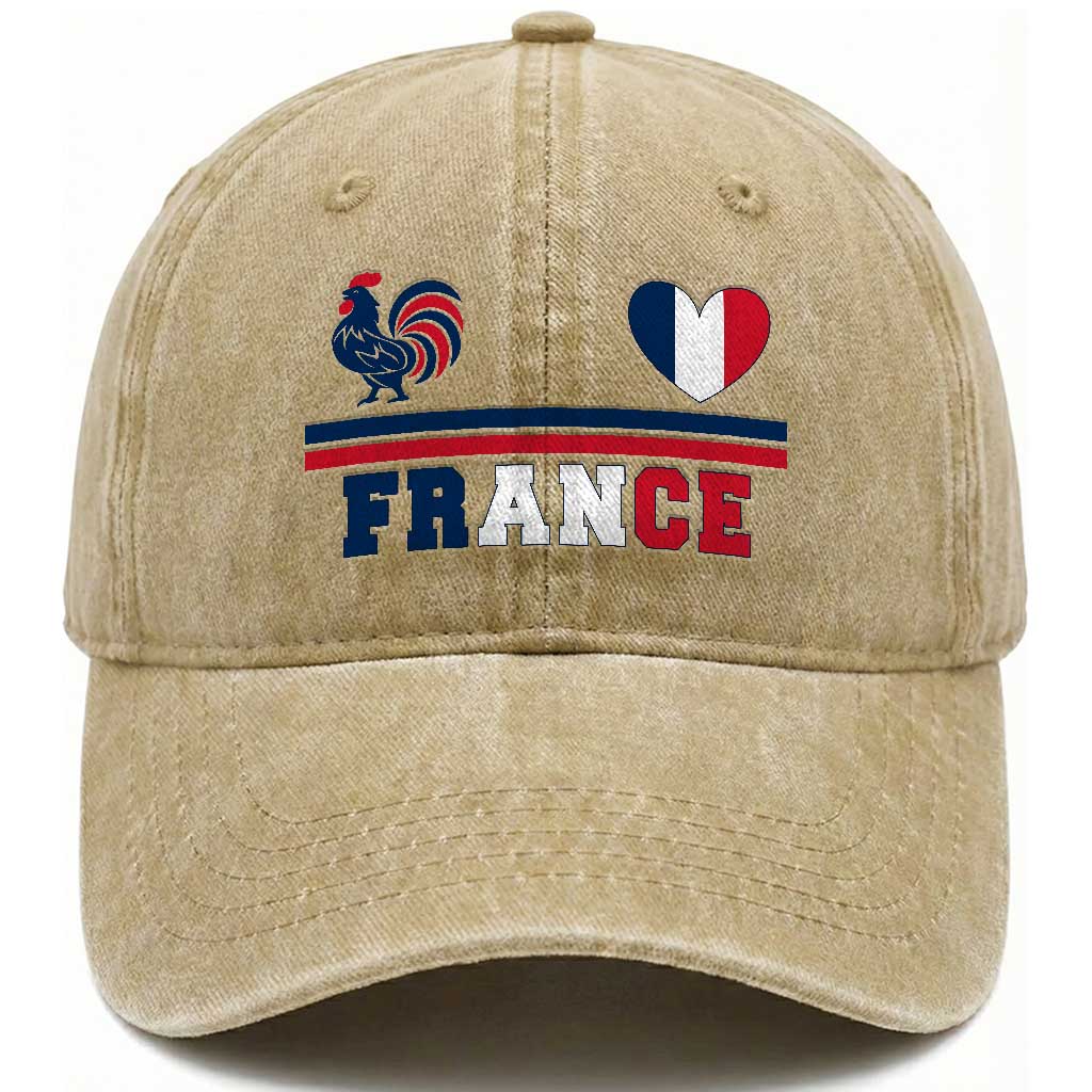 Patriotic France Soccer Fan Washed Cotton Baseball Cap Fierté Football Française