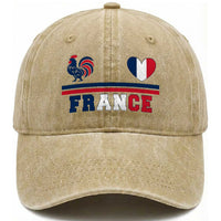 Patriotic France Soccer Fan Washed Cotton Baseball Cap Fierté Football Française