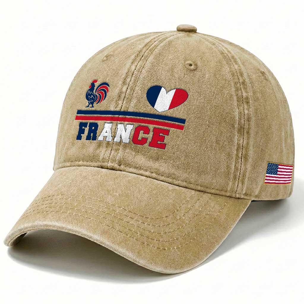Patriotic France Soccer Fan Washed Cotton Baseball Cap Fierté Football Française