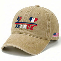 Patriotic France Soccer Fan Washed Cotton Baseball Cap Fierté Football Française