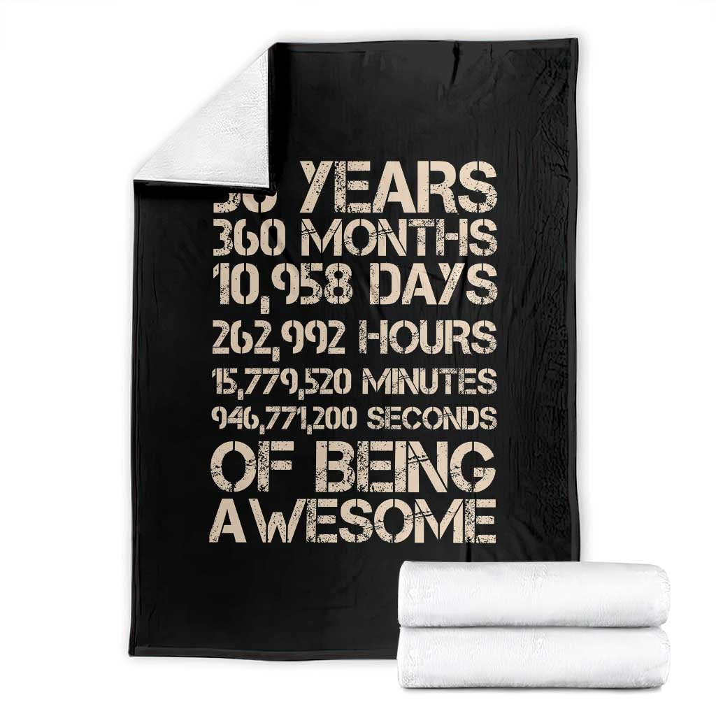 Vintage 30th Birthday Gift Throw Blanket 30 Years Of Being Awesome