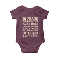 Vintage 30th Birthday Gift Baby Onesie 30 Years Of Being Awesome
