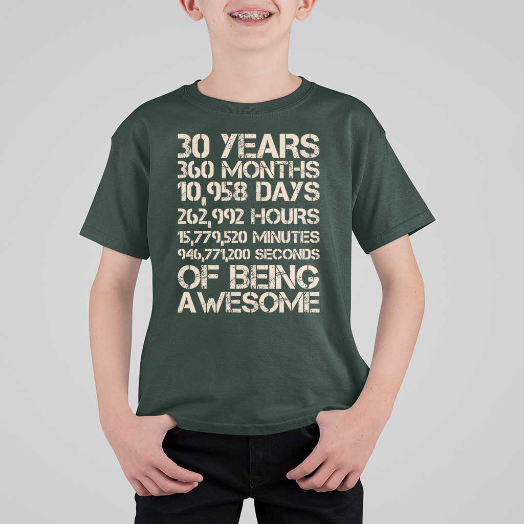Vintage 30th Birthday Gift T Shirt For Kid 30 Years Of Being Awesome