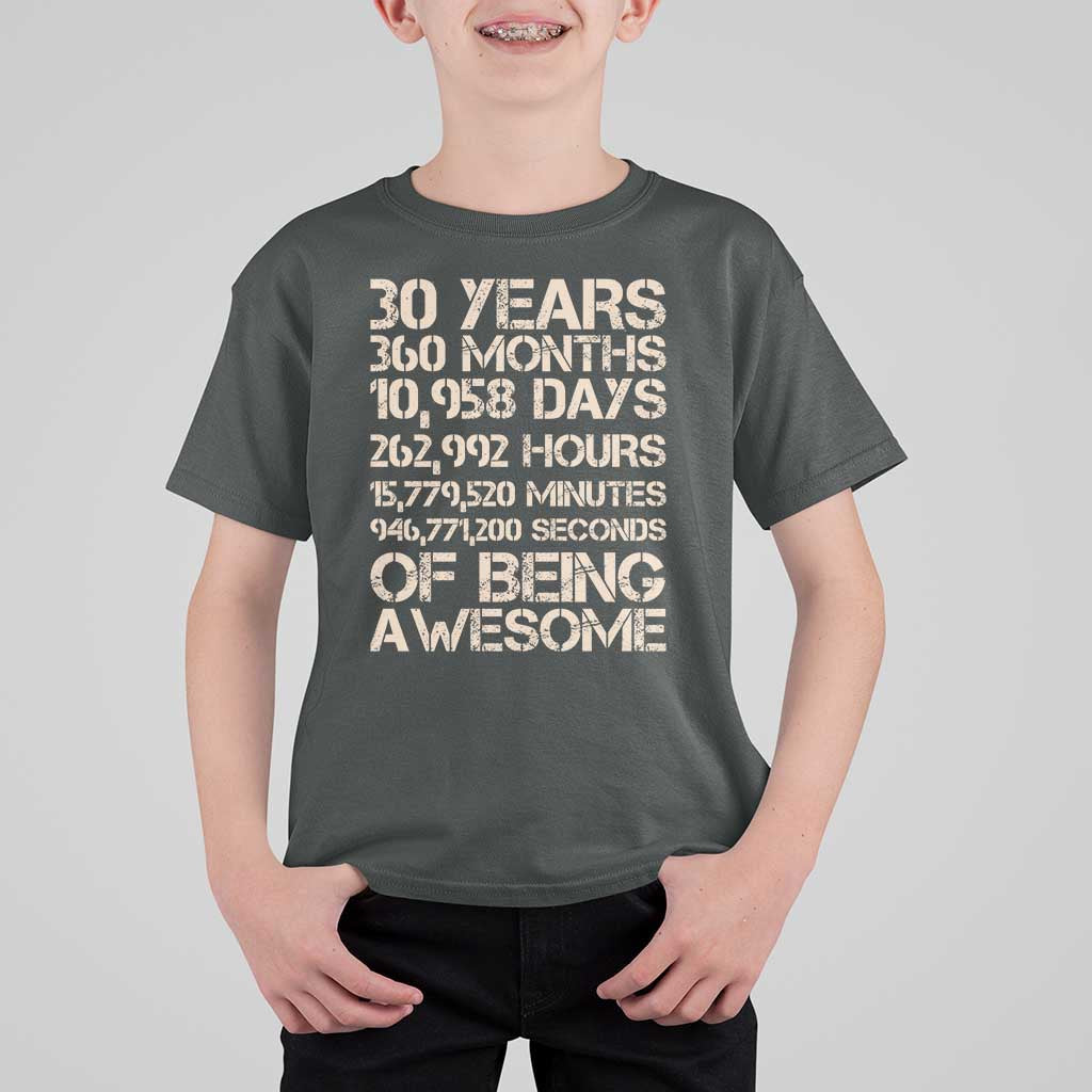 Vintage 30th Birthday Gift T Shirt For Kid 30 Years Of Being Awesome