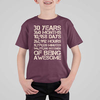 Vintage 30th Birthday Gift T Shirt For Kid 30 Years Of Being Awesome