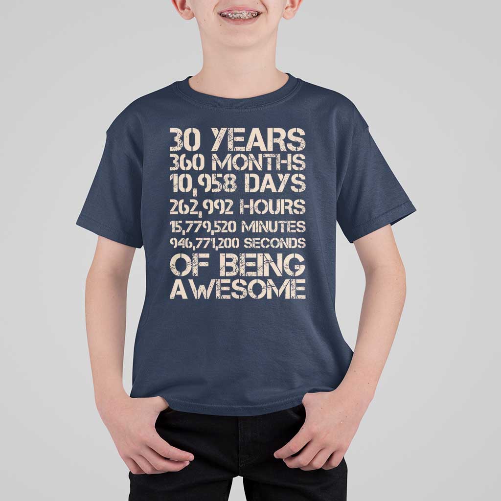 Vintage 30th Birthday Gift T Shirt For Kid 30 Years Of Being Awesome