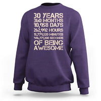 Vintage 30th Birthday Gift Sweatshirt 30 Years Of Being Awesome