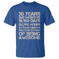 Vintage 30th Birthday Gift T Shirt 30 Years Of Being Awesome